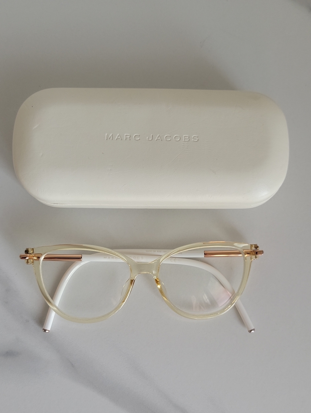 Marc Jacobs Women's Clear-Cream Eyeglasses Frame with Rose Gold Accents